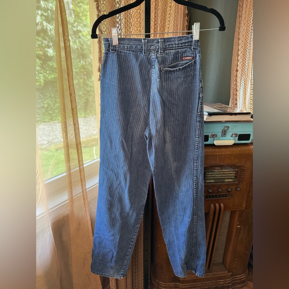 VTG Pre Loved Striped Camel Denim Pants - Picture 6 of 7
